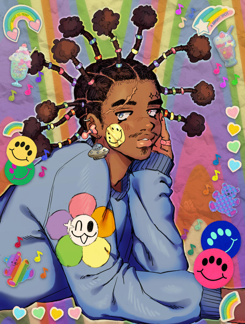 Person with stickers