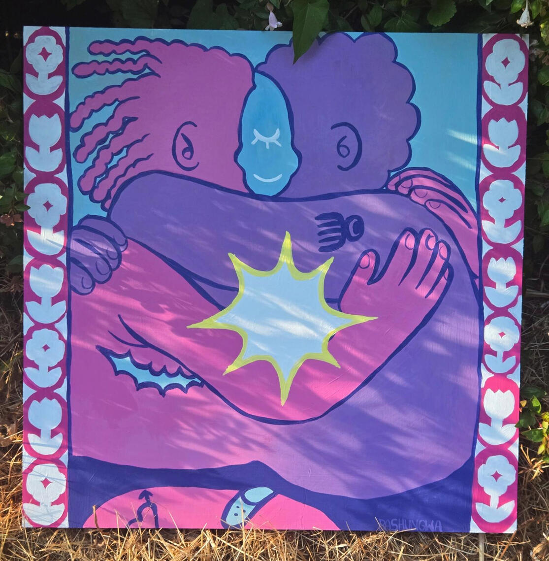 "Hugging" Acrylic on Wood panel